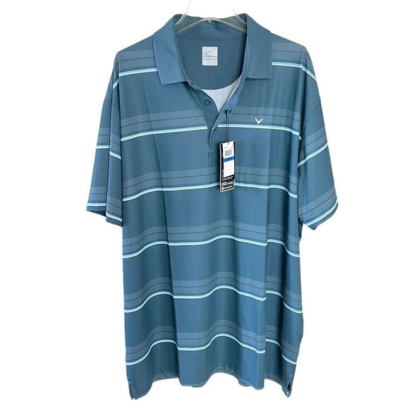 Callaway Other - CALLAWAY Opti-Dri Men's Size 1X Blue Striped Short Sleeve Polo Golf Shirt NWT